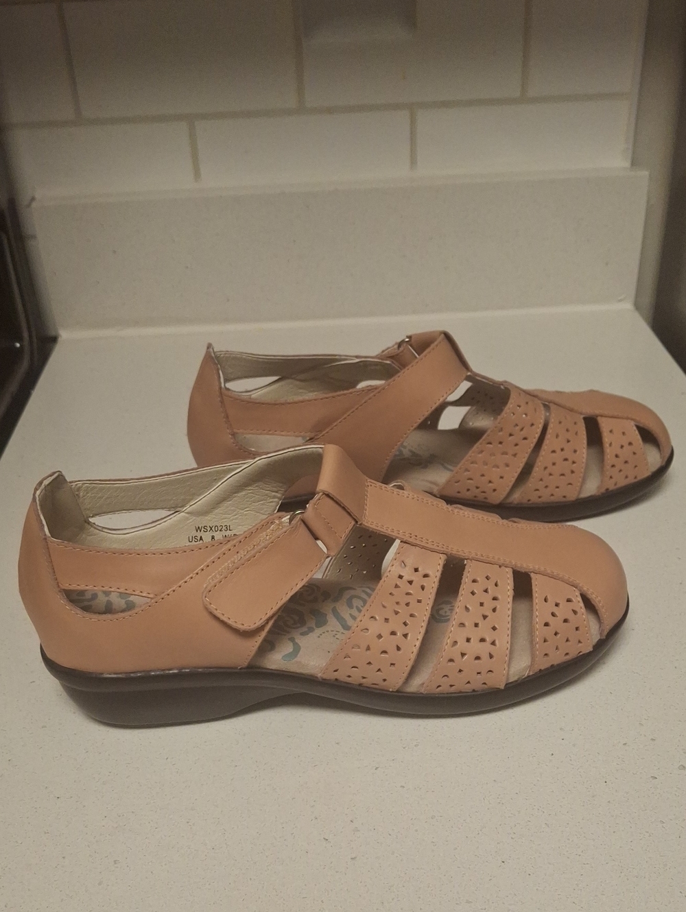 Propet Women's Peach-Tan Closed-Strap Comfort Sandals